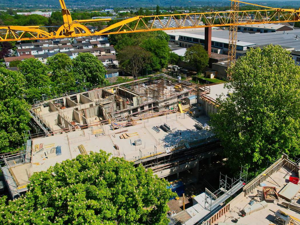 Luftbildaufnahme des Neubaus Kastanienhof in Neuwied